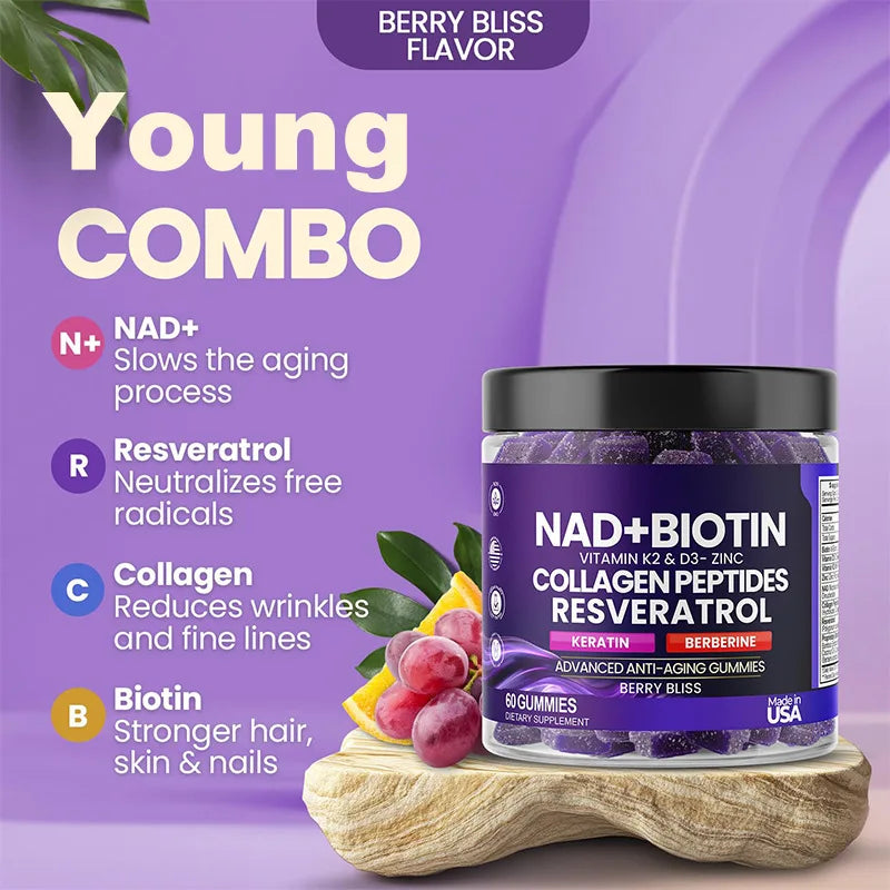 NAD+ Boitin Resveratrol Gummies
